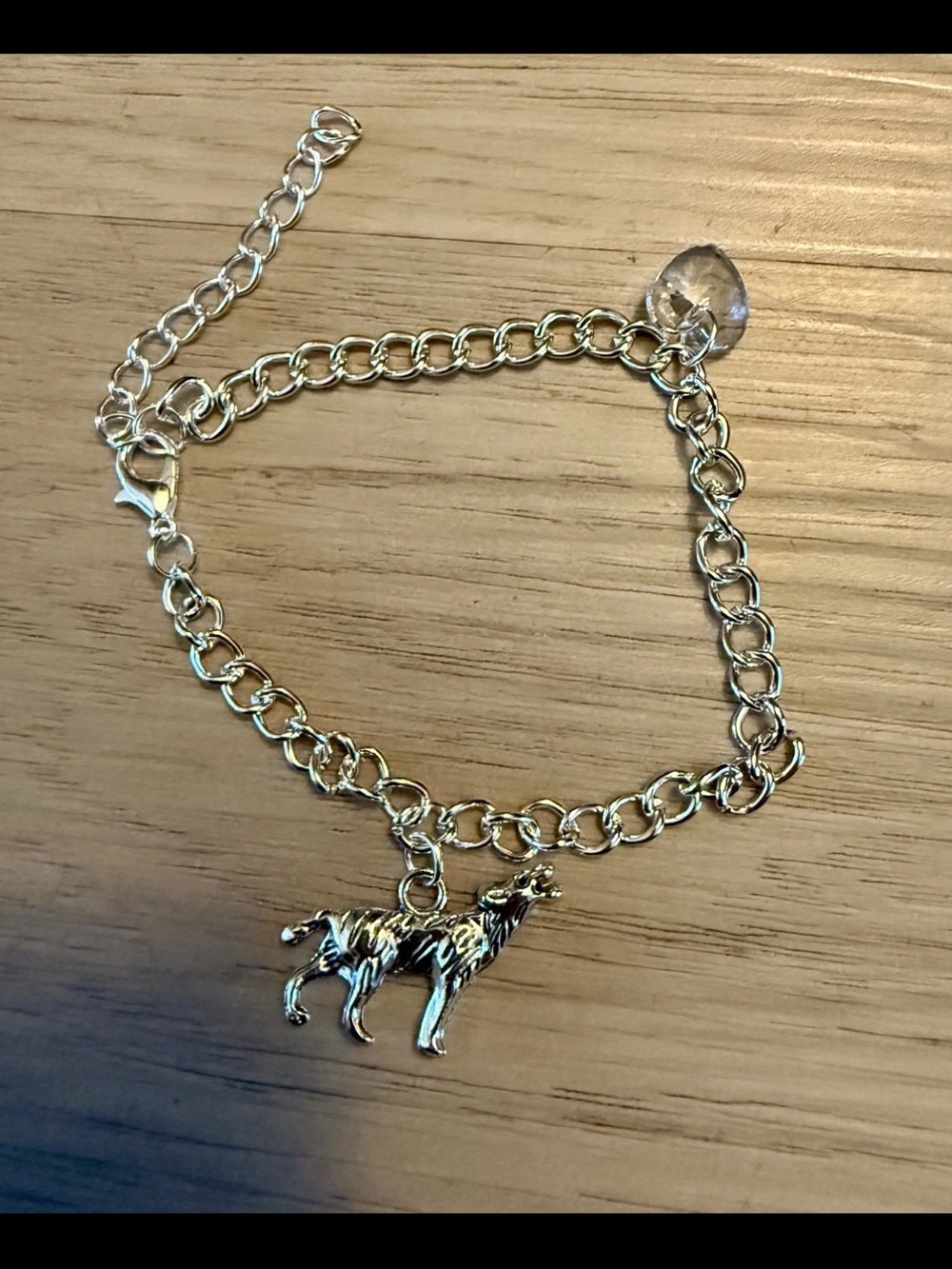 New Chain link charm Bracelet Heart & Silver Wolf charm Twilight vampire saga